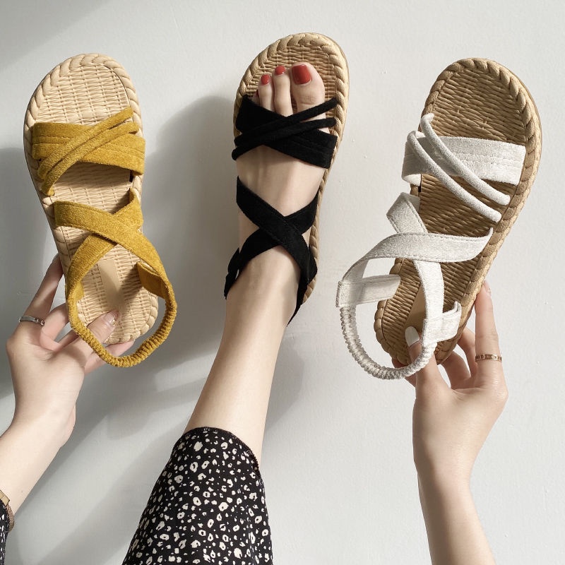 Giày Sandal Đế Bằng Phong Cách Hàn Quốc Thời Trang Mùa Hè Cho Nữ