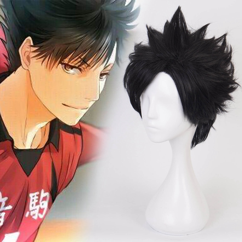 flowersqueen Haikyuu!! Kuroo Tetsuro Short Black Wig Anime Hair Cosplay Wig Party Wig Black Short Hair