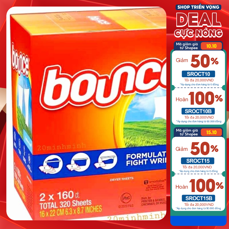Giấy thơm quần áo Bounce Mỹ có tách lẻ giúp lưu hương lâu trên quần áo, loại bỏ ẩm mốc