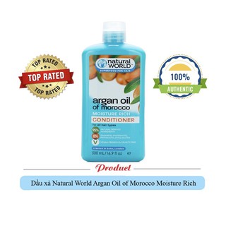 Dầu xả Natural World Argan oil of Morocco 500ml nuôi dưỡng, phục hồi tóc