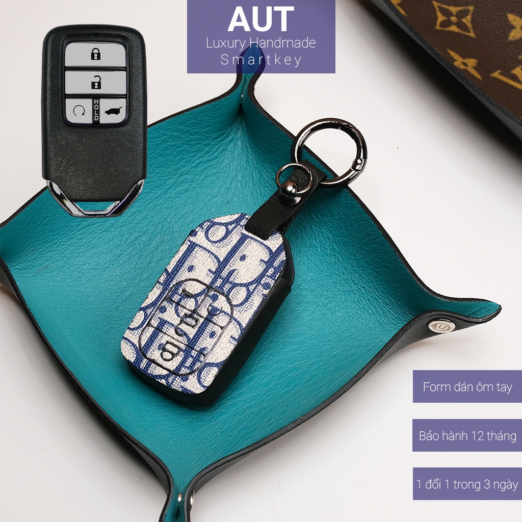 Ốp da chìa khóa ô tô Honda Civic Rs City RS Accord 4 nút bấm Dior handmade H4 AD