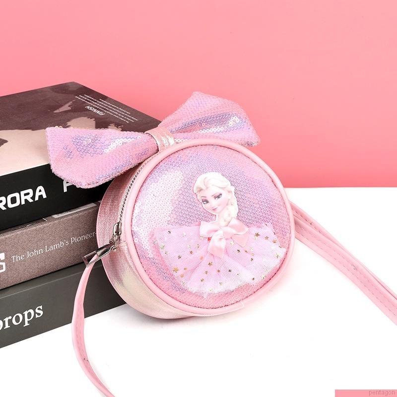 Túi đeo chéo hình công chúa Elsa đính kim sa có dây đeo điều chỉnh được dành cho bé gái