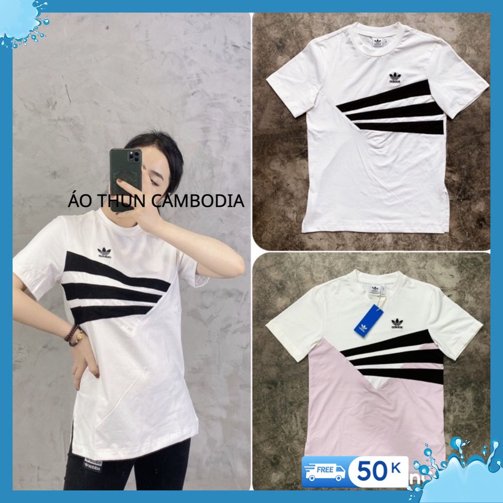 Áo thun Adidas nữ Trắng , Đen ba vạch basix hottren