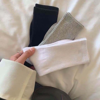 tất vớ cổ cao trắng đen basic chất liệu coton thấm hút mồ hôi >freesize chân nam nữ