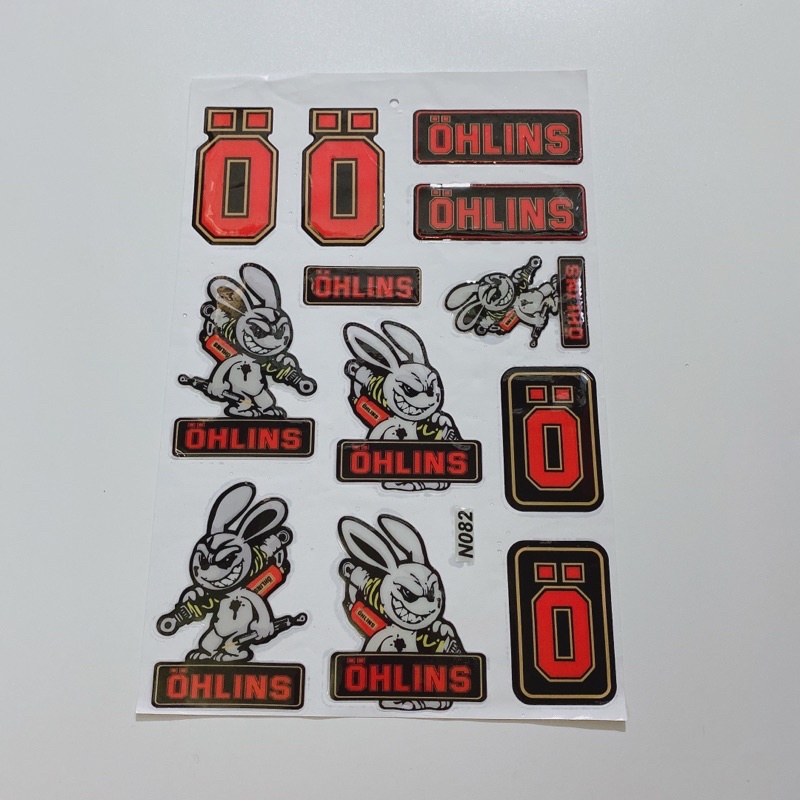 Decal tem nổi hình thỏ điên cầm phuộc cao cấp dán xe máy, ô tô, mũ bảo hiểm chống thấm nước, chống bay màu