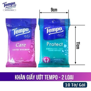 [Gói 10 miếng] Khăn giấy ướt Kháng khuẩn/vitamin E Tempo