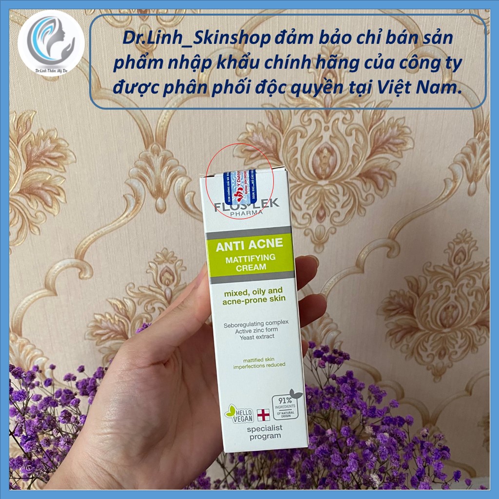 Kem dưỡng ẩm cho da dầu mụn Floslek Anti Acne kiểm soát dầu và điều tiết nhờn DA03
