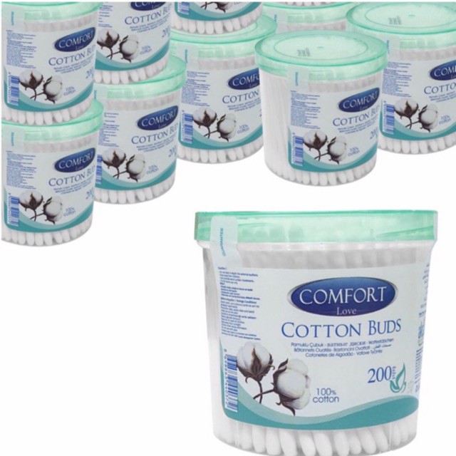 Tăm bông vệ sinh Buds Ear Stick 100_200 chiếc Aksan Comfort Love Cotton nguyên chất - DF4D
