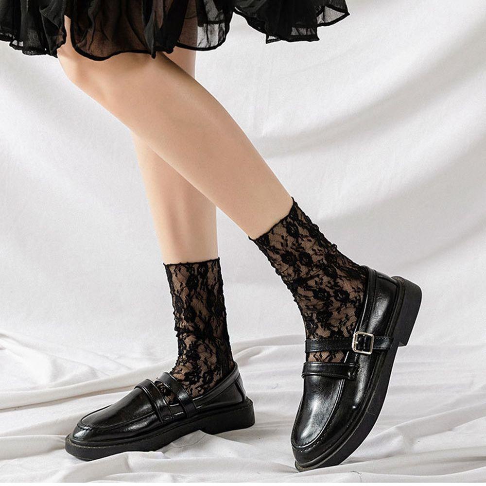 1 Vớ Lưới Trong Suốt Họa Tiết Hoa Hồng Phong Cách Lolita Cho Nữ