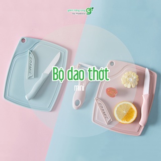 Bộ dao thớt mini Madoca gọt rau củ quả đa năng 3 món thớt, dao, nạo, bộ dụng cụ cắt gọt củ quả tiện lợi