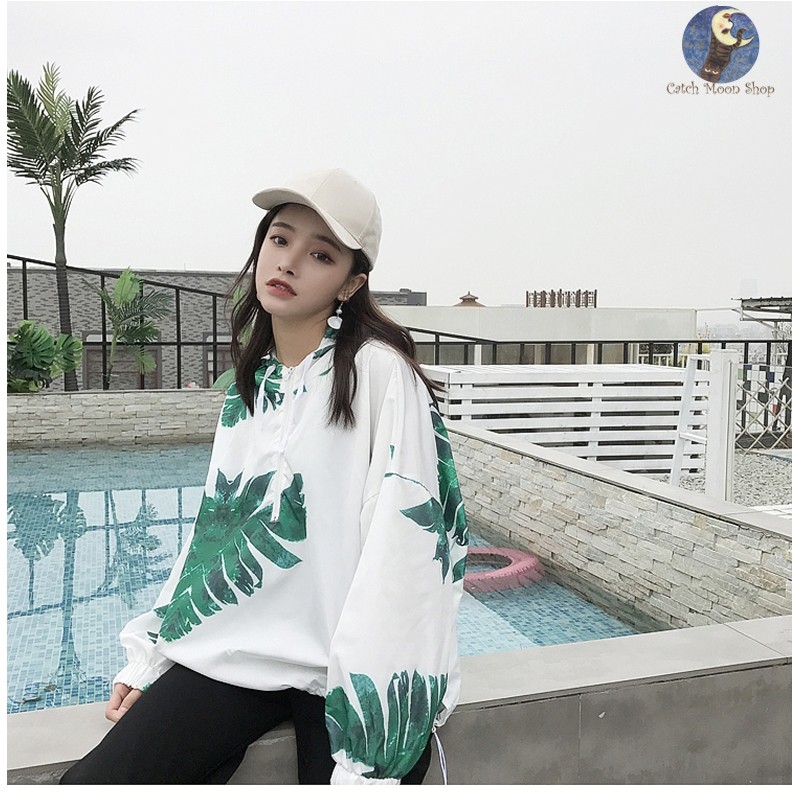 Áo gió Ulzzang hoạ tiết lá cây freesize | BigBuy360 - bigbuy360.vn