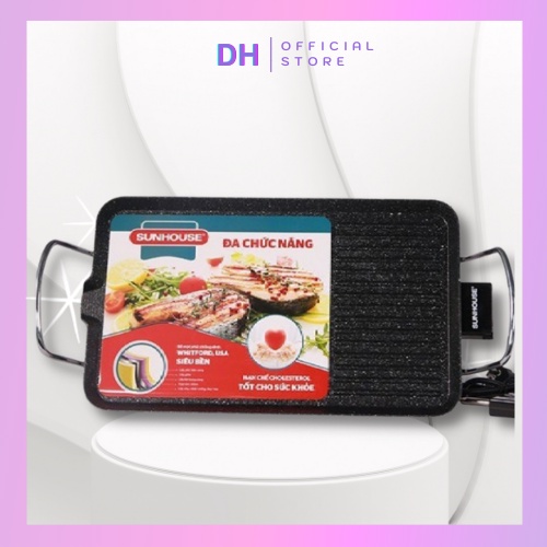 Bếp nướng không khói  Sunhouse chính hãng, bếp điện nướng thịt nhanh, tiết kiệm điện năng DH Officia