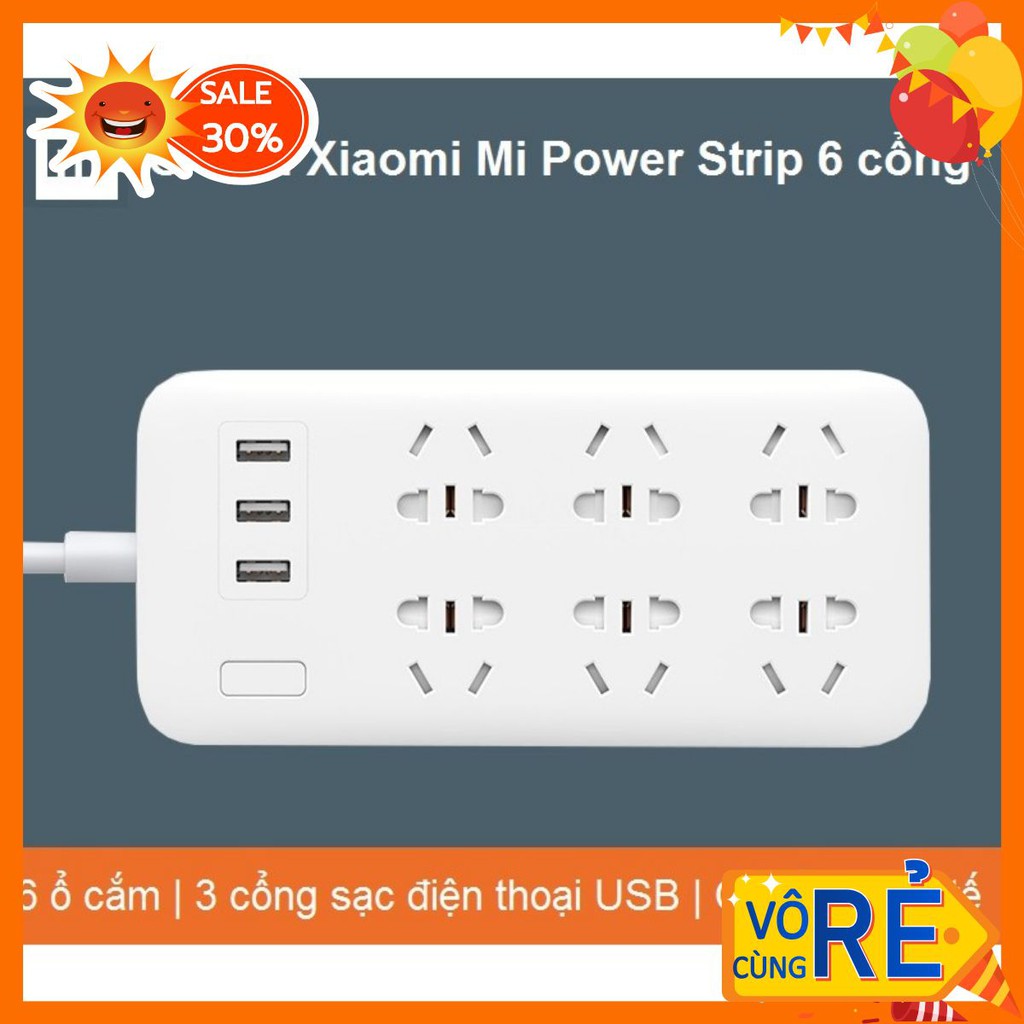 Ổ cắm Xiaomi Mi Power Strip 6 cổng 3 USB | BH 1 tháng