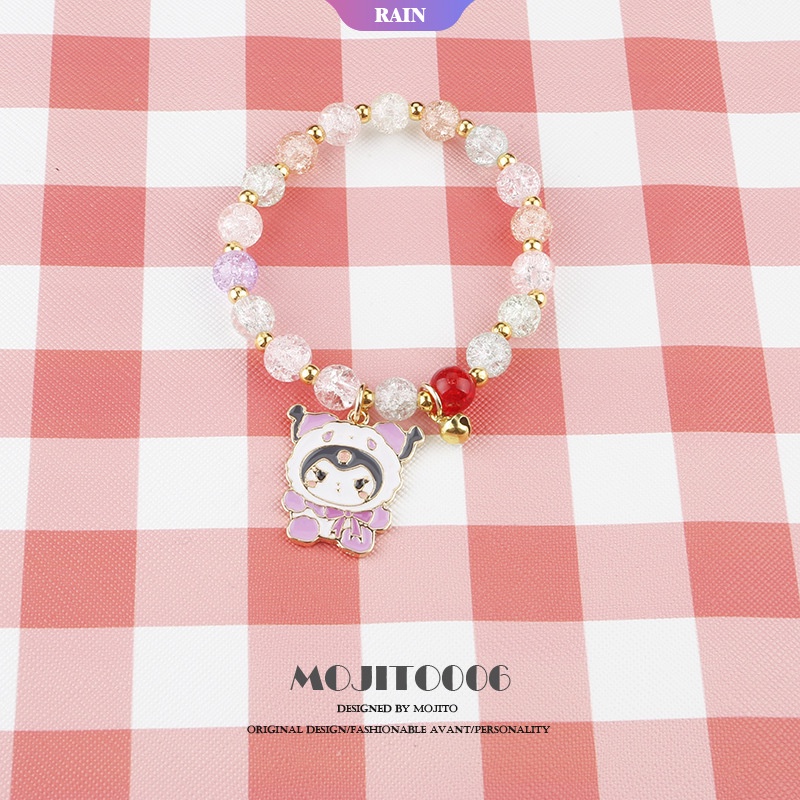 Sanrio Vòng Tay Xâu Hạt Pha Lê Mặt Hình Mèo Hello Kitty / Melody / Cục Bông Đáng Yêu Dành Cho Nữ