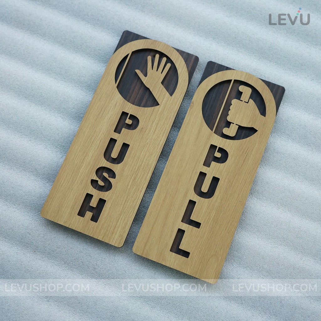Bảng decor pull push bằng Gỗ cao cấp LEVU-TP12 hướng dẫn đóng mở cửa kéo vào hoặc đẩy ra
