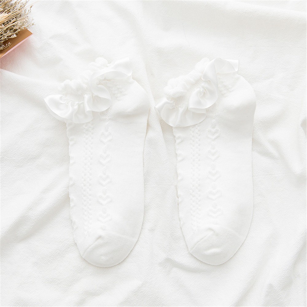 Vớ Cotton Cổ Ngắn Phối Ren Xinh Xắn Dành Cho Nữ