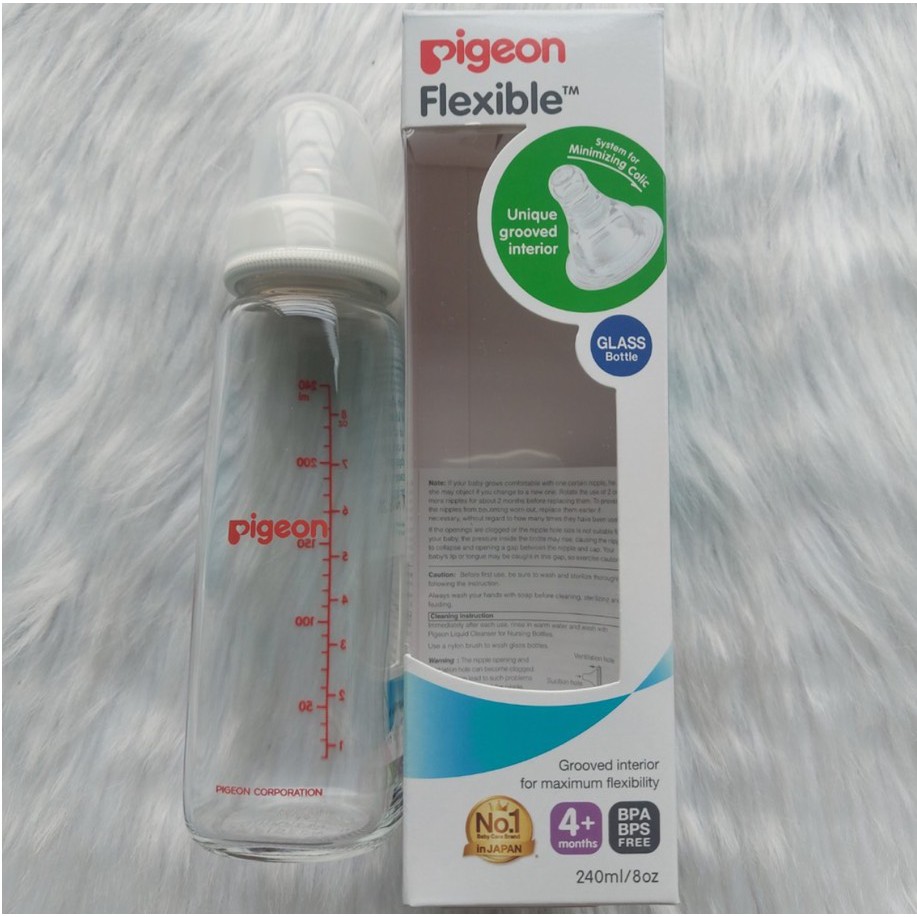 Bình sữa thủy tinh cổ hẹp Pigeon 120ml/ 240ml