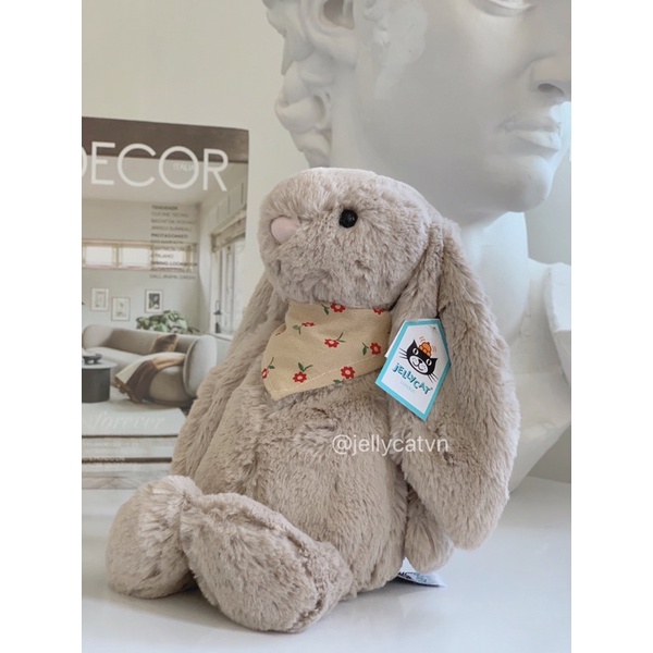 Gấu thỏ bông Jellycat màu beige vintage cao cấp chính hãng