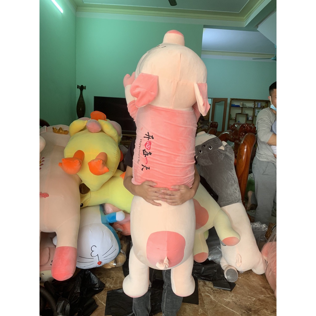 Gấu bông heo áo hồng cute gối ôm lợn đáng yêu mềm mịn, thú nhồi bông cho bé TK23