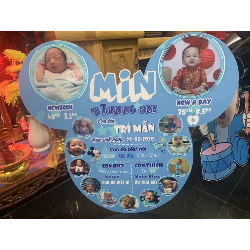 Chibi sinh nhật bé , Bảng thông tin, Khung hình 12 tháng. Thiết kế theo yêu cầu miễn phí