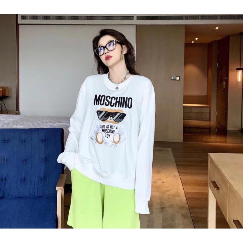 Áo Hoodie Dài Tay Có Nón In Chữ Moschino Sành Điệu Cao Cấp