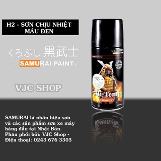 Chai sơn xịt sơn xe máy SAMURAI SPMã H2*** 600C màu đen (sơn chịu nhiệt)