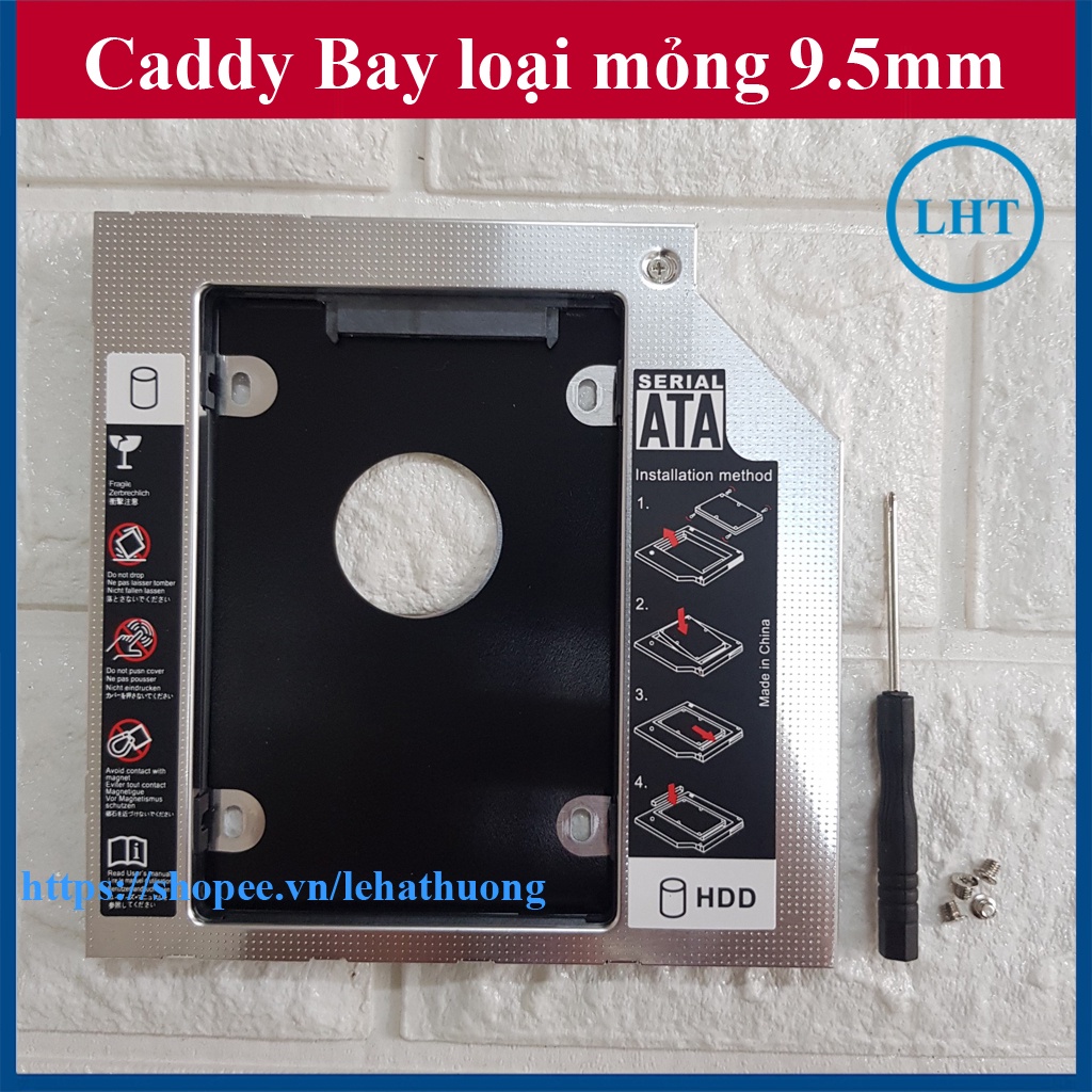 Khay gắn Caddy Bay mỏng 9.5mm chuẩn SATA 3 (CHẤT LIỆU FULL NHÔM),