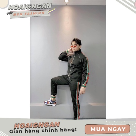 Bộ thể thao nam ,bộ nỉ nam quần áo khoác dài tay kéo khóa chạy viền phối đỏ thời trang chất poly cao cấp dày đẹp