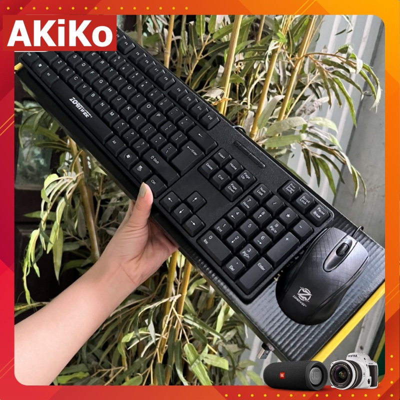 Bộ phím chuột máy tính kết nối dây cổng Usb bấm siêu êm không tiếng ồn lý tưởng dùng văn phòng AKIKO AK9100