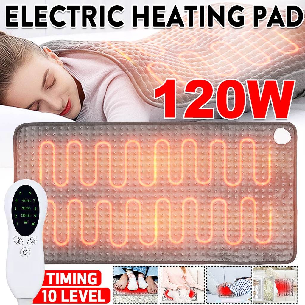 Đệm Sưởi Ấm Điện Tử 120W 10 Cấp Độ 43x84cm Cho Vai Cổ Chân Giảm Đau