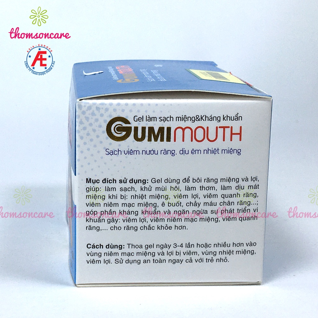 Gói bôi nhiệt miệng Gumimouth có Nano bạc giúp sát khuẩn, lành nhanh, gel vệ sinh nướu răng lợi