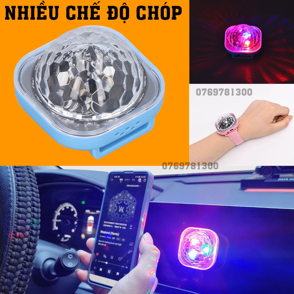 Đèn LED MINI 7 Màu Sạc Tích Điện 4 Chế Độ Dùng Gắn Trong Xe Hơi, Đeo Tay - Đèn Trang Trí Mini 7 Màu Chóp NHSHOP