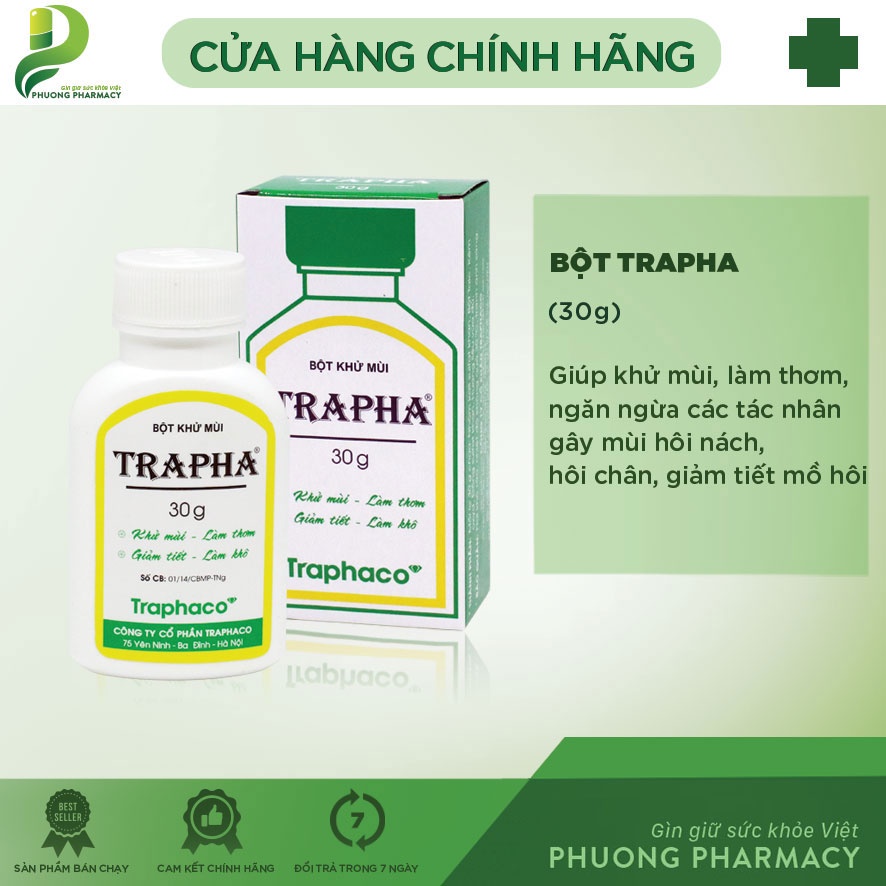 Bột khử mùi hôi chân, hôi giày...Trapha 30g