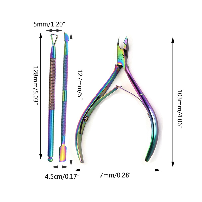 Bộ 3 Dụng Cụ Cắt Tỉa Lông Mày Bằng Thép Không Gỉ Màu Cầu Vồng YOUYO
