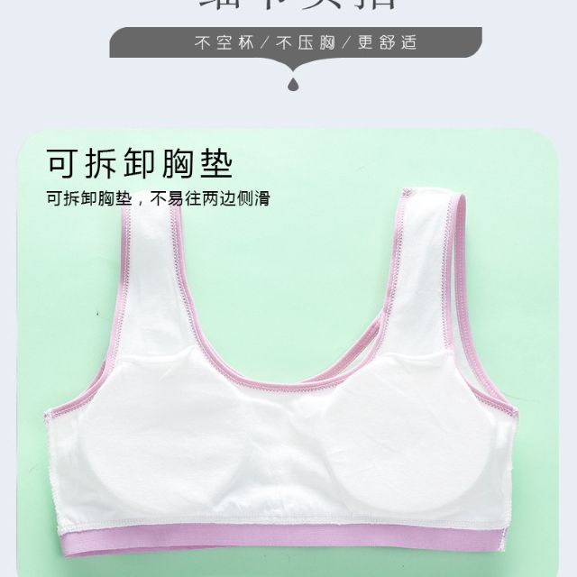Áo Lót Cho Bé Gái Tuổi Dậy Thì, Áo Ngực Học Sinh có đệm chất liệu cotton thoáng mát freesize 28-50kg