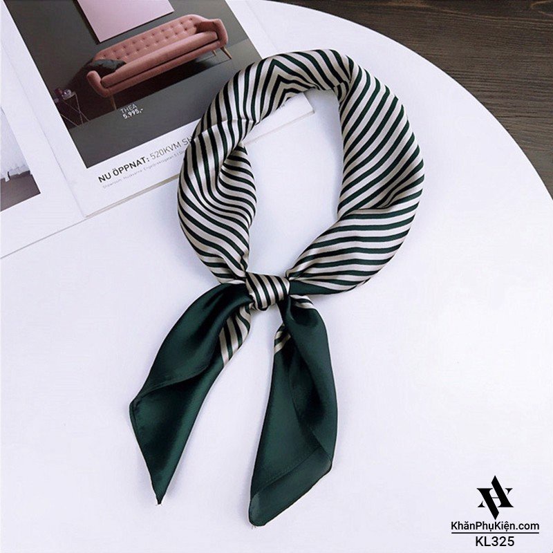 Khăn Bandana Quấn Làm Áo BLACKPINK - Khăn Turban Lụa Vuông Quàng Cổ Nữ Đẹp Họa Tiết Sọc Màu Xanh, Trắng, Đen, Nâu, Xám