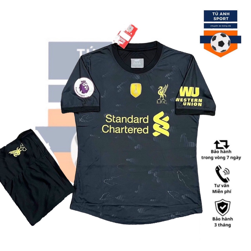 Bộ Quần Áo Bóng Đá Liverpool Đen