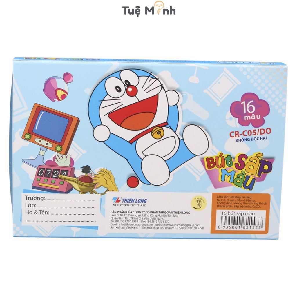 Bút Sáp tô màu bộ 16 màu Thiên Long Colokit Doraemon CR-C05/DO sáp vẽ màu mịn tươi sáng