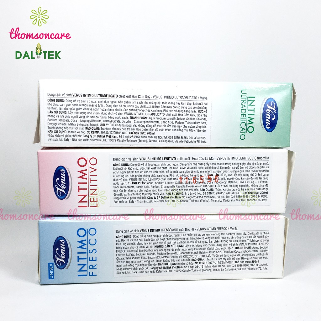 Dung dịch vệ sinh Venus Intimo từ Ý - Hương thơm từ thảo dược - Hộp 200ml, ddvs dùng được cho cả nam giới