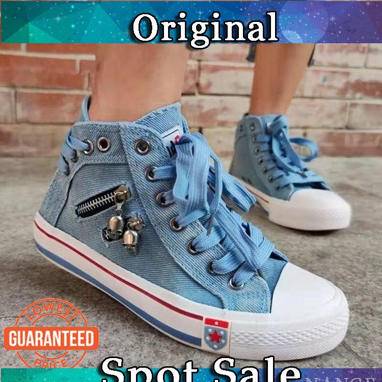 Giày Thể Thao denim Cổ Cao Thoáng Khí Thời Trang Xuân Thu Cho Nữ