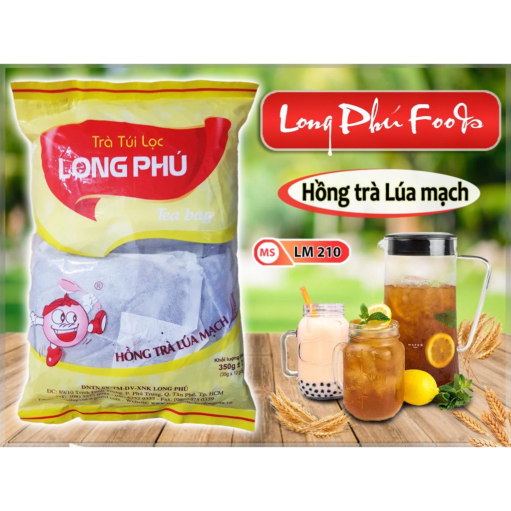 Hồng trà Lúa Mạch túi lọc Long Phú gói 350gr