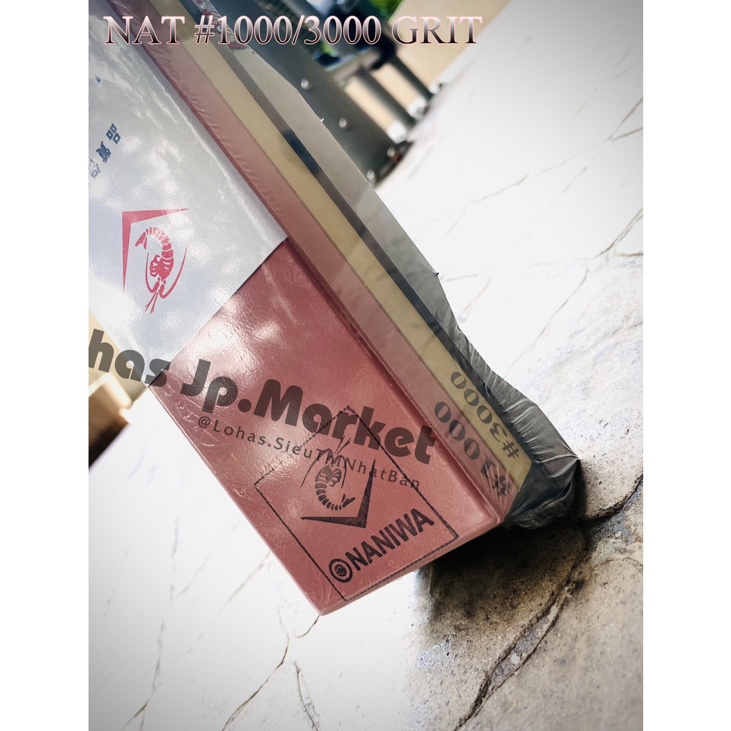 Đá Mài Nhật Bản Naniwa 2 Mặt kèm Đế ABS Mặt Trung/Mặt Tinh - Mài Bén/Mài Siêu Bén NAT: #1000/#3000-RD-VT | 185x65x30mm
