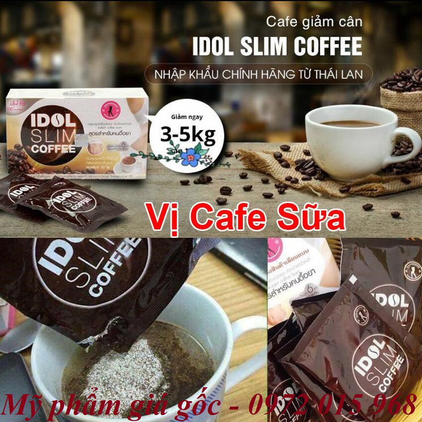 Cafe Idol Thái Lan Slim (Hộp 10 Gói Vị cafe)