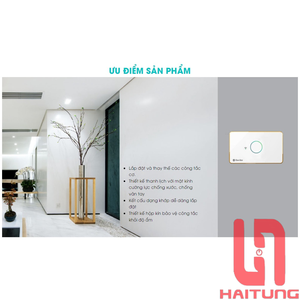 Công tắc cảm ứng Wifi 1,2,3,4 nút Rạng Đông. Nguồn 220VAC, 300W. Điều khiển, kết nối với Smartphone qua chuẩn Wifi 2.4G