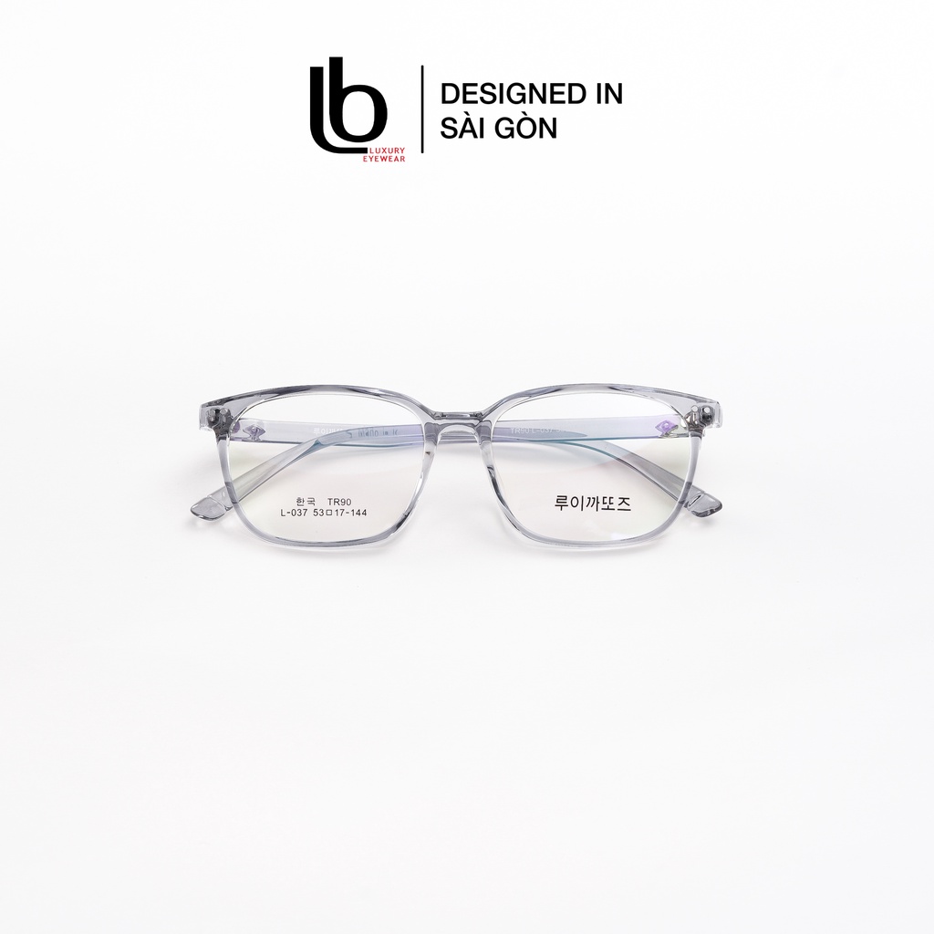 Gọng kính cận Vuông Chữ nhật LB Eyewear Korea L 037 - Nhựa dẻo - Đen / Xanh / Ghi xám trong