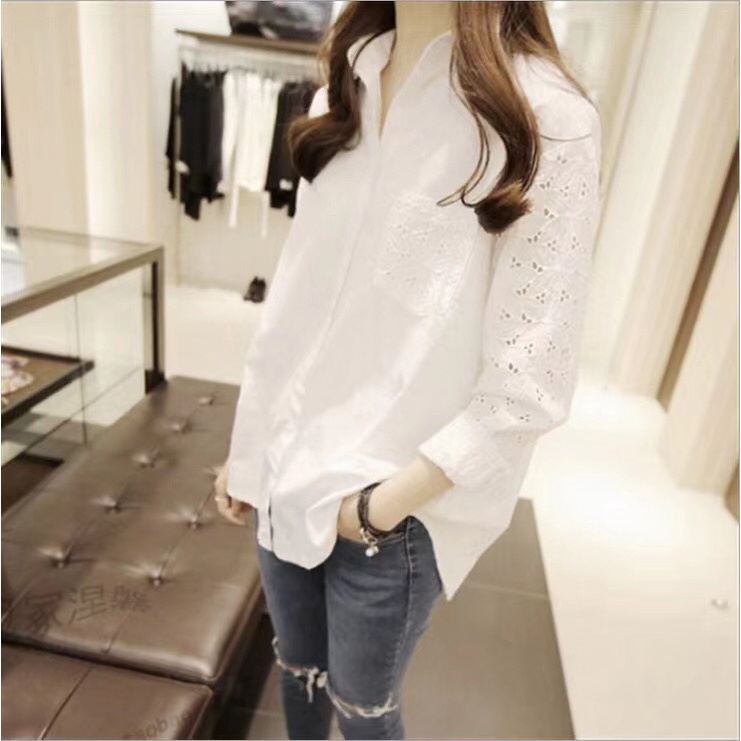 Áo Sơ Mi Cotton Trắng Tay Dài Dáng Rộng Phong Cách Hàn Quốc Thời Trang Xuân Thu H4477 2022
