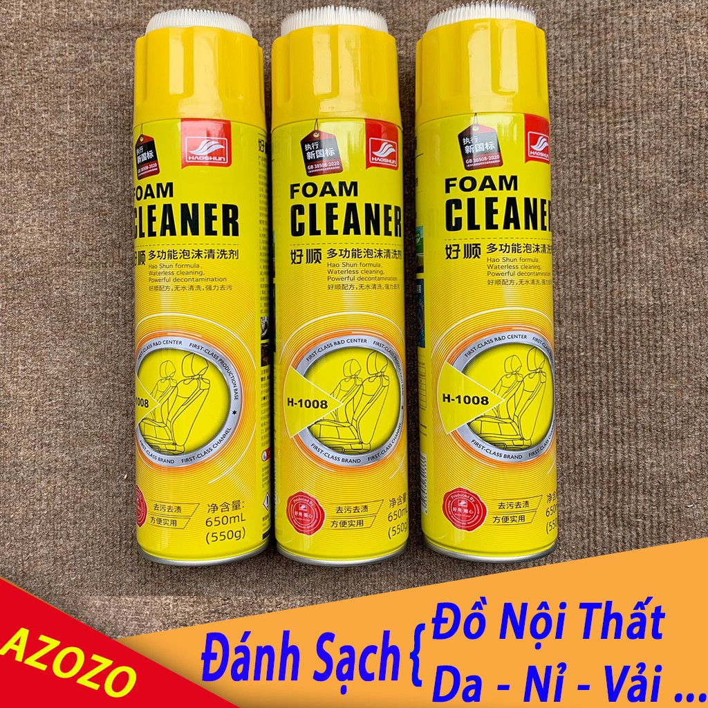 Bộ 2 Chai Xịt Bọt Đa Năng Vệ Sinh Ghế Da, Ghế Nỉ, Ghế Vải, Đồ Da, Nội Thất Ô Tô Foam Cleaner