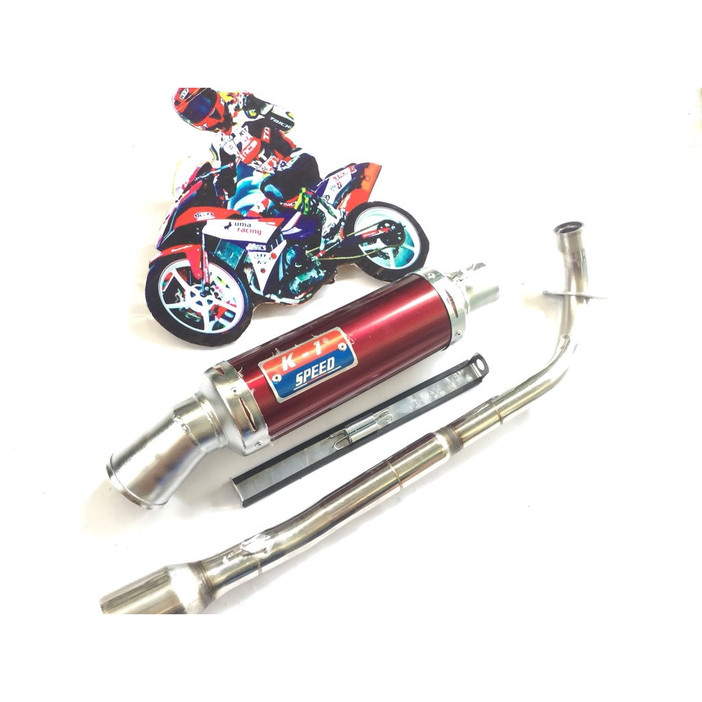Pô k1 đỏ full cổ inox thẳng găn cho nhiều loại xe