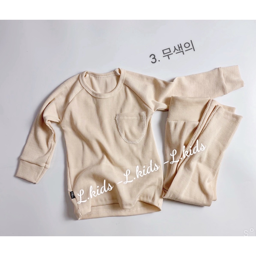 Bộ dài tay thun gân tăm Minky Mom quần cạp cao dày dặn cho bé trai bé gái từ 6-17kg