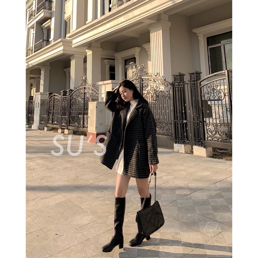 Áo khoác dạ kẻ ô nhỏ túi vuông A2138 SUSTORE | BigBuy360 - bigbuy360.vn